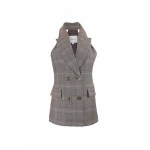 NEW THEO THE LABEL women's eudora sequined prince of wales halter vest in koffee